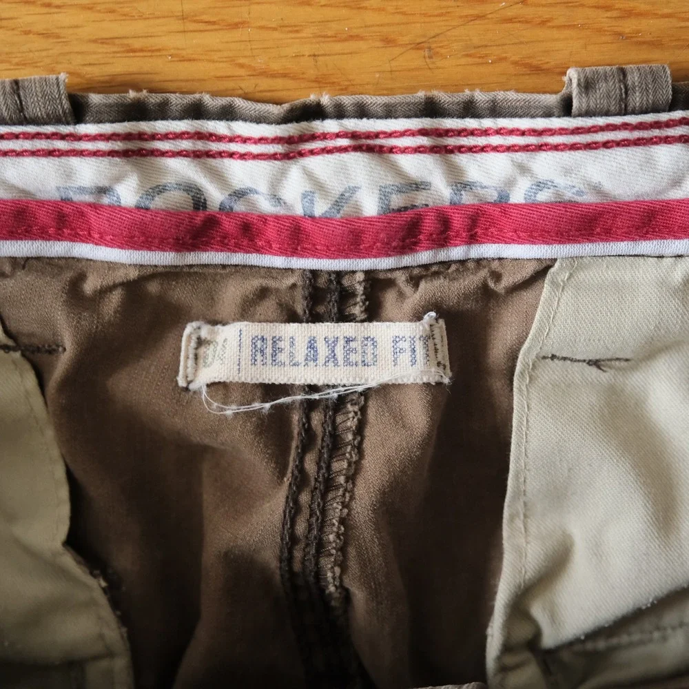Dockers Cargo Pants Mens Brown Relaxed Fit Distressed Gorpcore 34x32 Flat Front‎